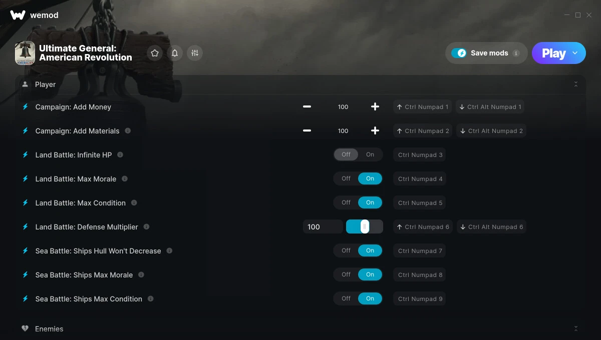 Ultimate General: American Revolution "Трейнер +13" [UPD: 05.09.2024] {FLiNG / WeMod}