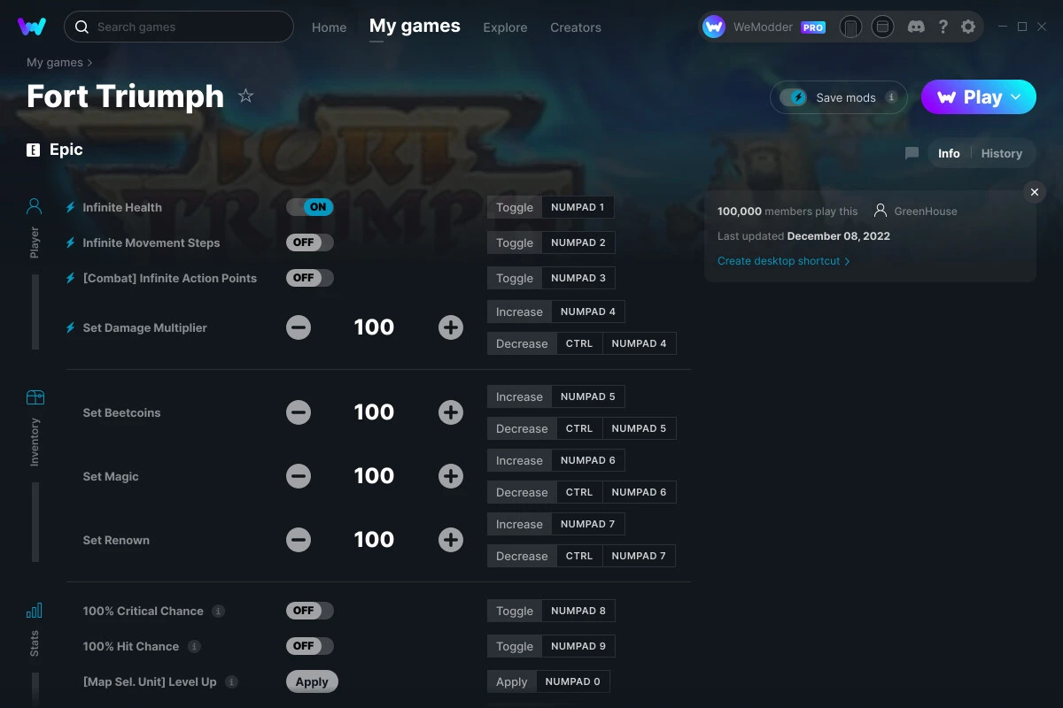 Fort Triumph "Трейнер +16" [UPD: 08.12.2022] {GreenHouse / WeMod}