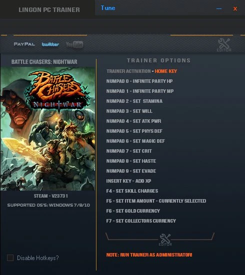 Battle Chasers: Nightwar: Трейнер/Trainer (+15) [23731] {LinGon}