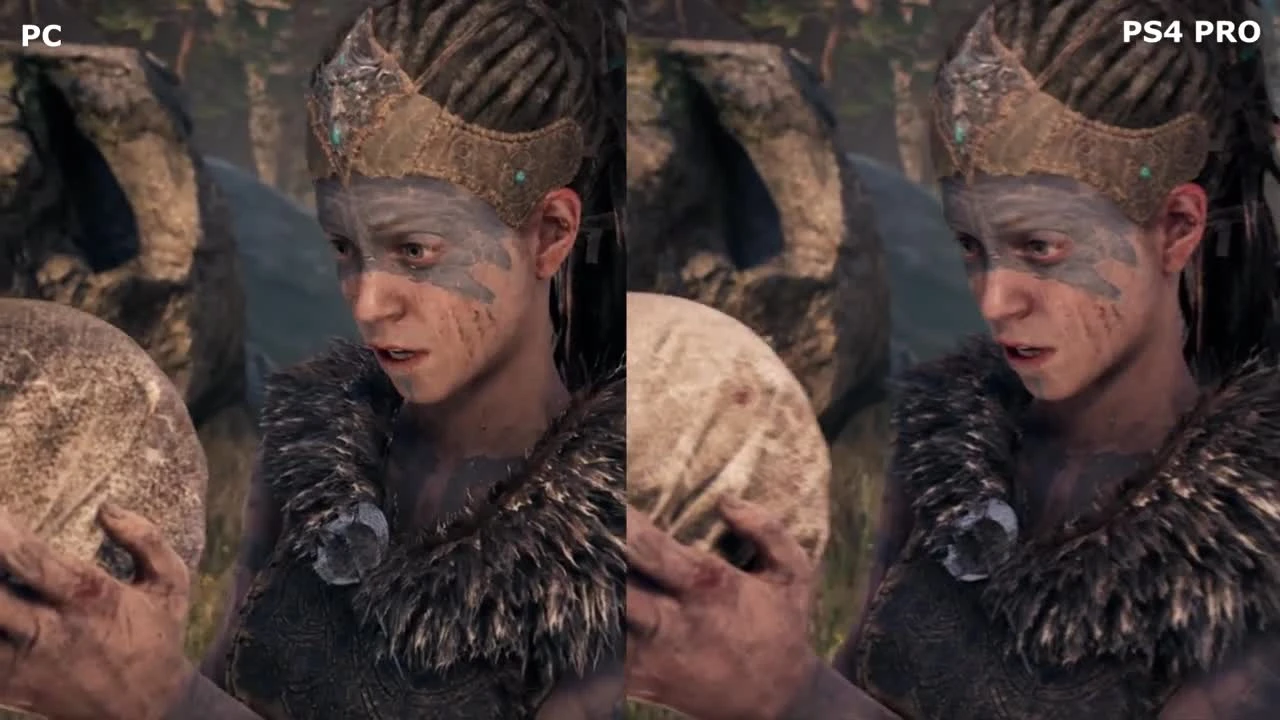 Hellblade Senua's Sacrifice графическое сравнение игры на ps4, ps4 pro, PC