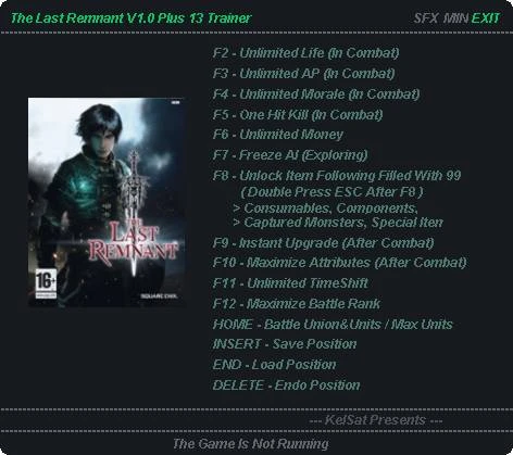 The Last Remnant: Трейнер (+13) {KelSat}