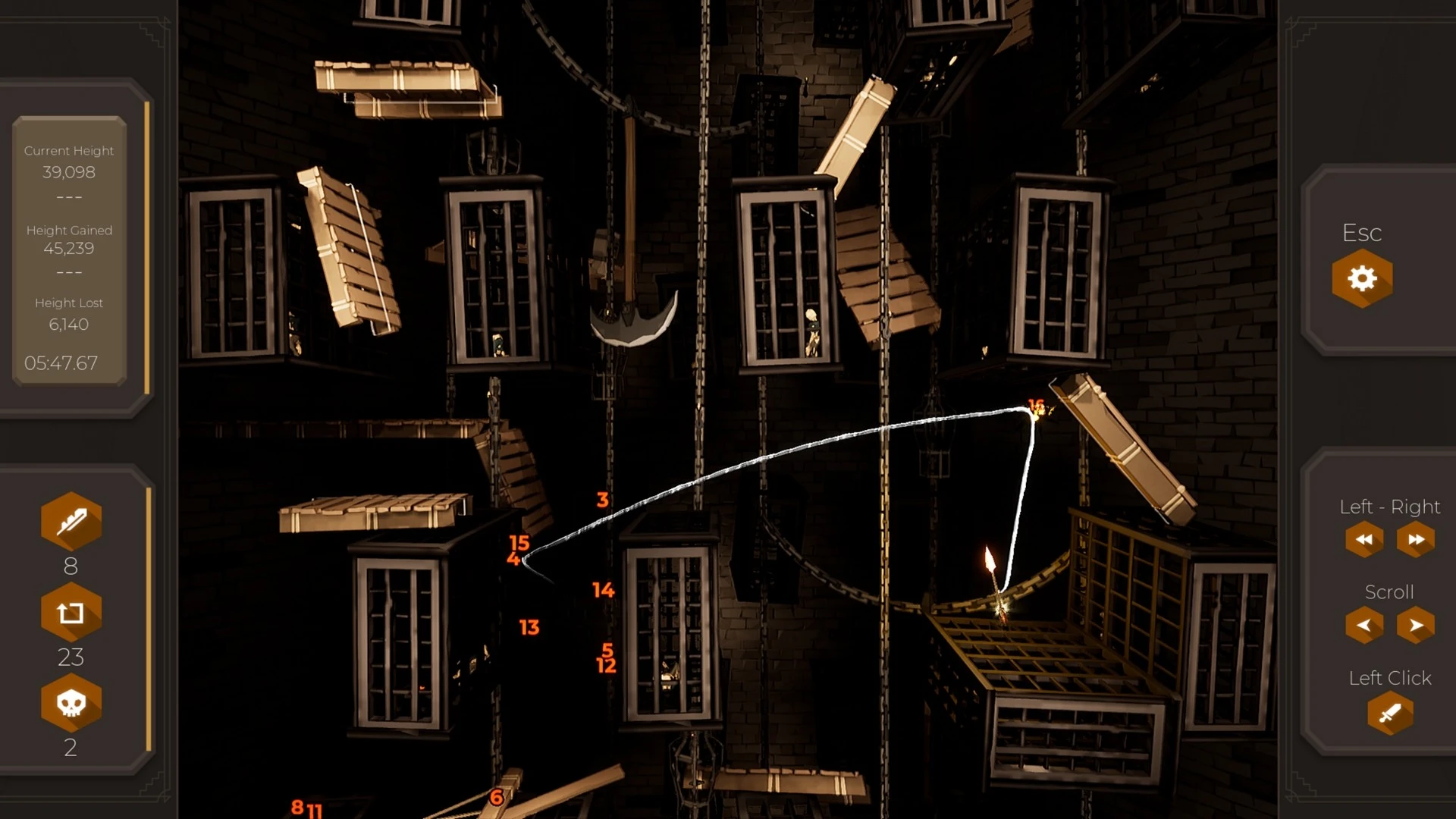 Игровой процесс платформера на точность A Distant Stabbing