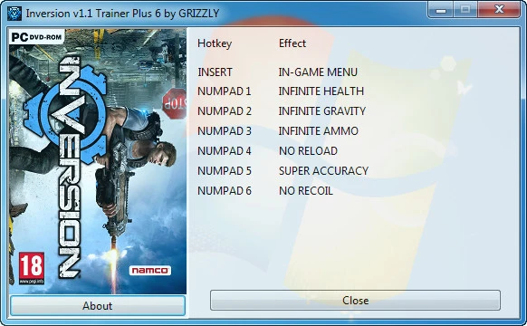 Inversion: Трейнер/Trainer (+6) [1.1] {GRIZZLY / PlayGround.ru}