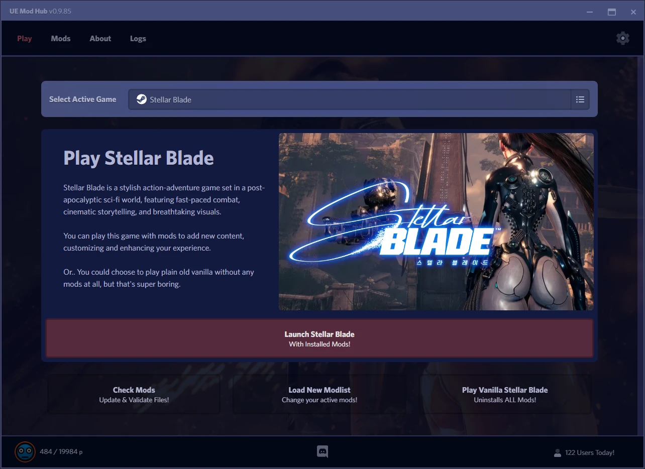 Stellar Blade "Mod Hub - менеджер модов"