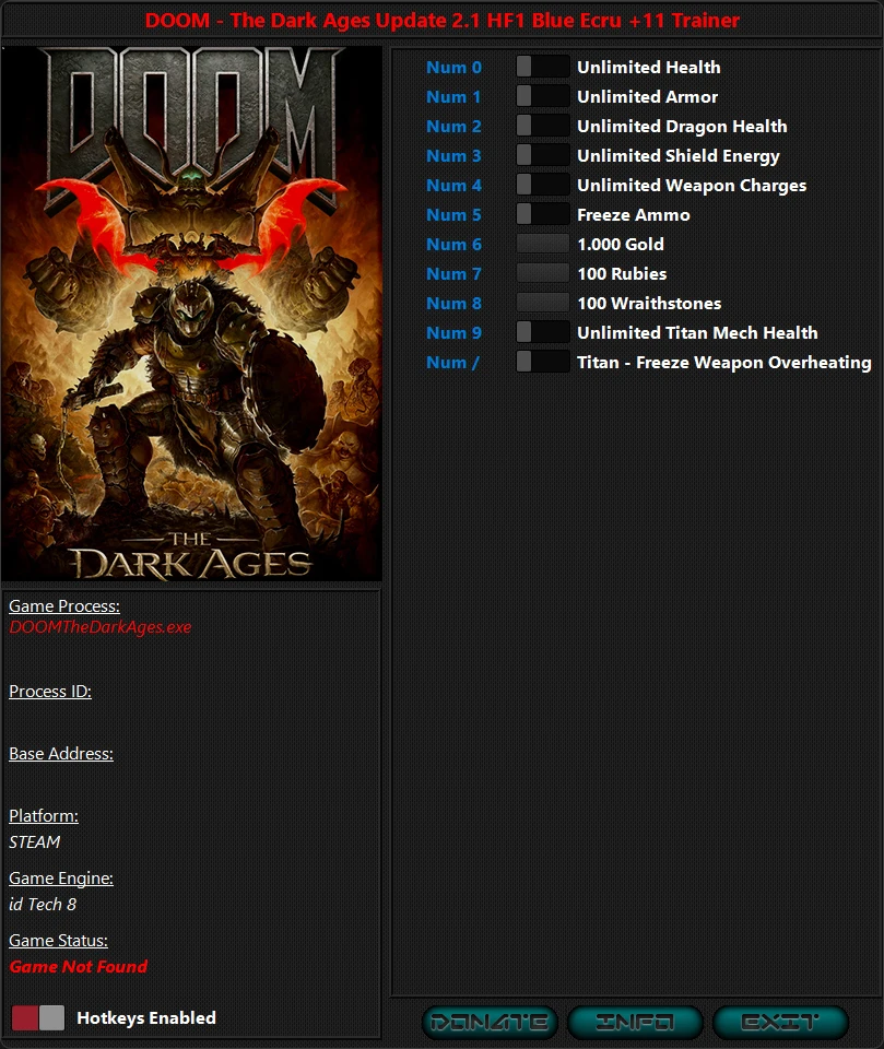 Doom: The Dark Ages "Трейнер +11 от iNvIcTUs oRCuS: Здоровье, броня, энергия, деньги и др" [Update 3]