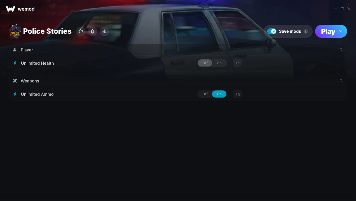 Police Stories "Трейнер +2 от WeMod: Здоровье и патроны"