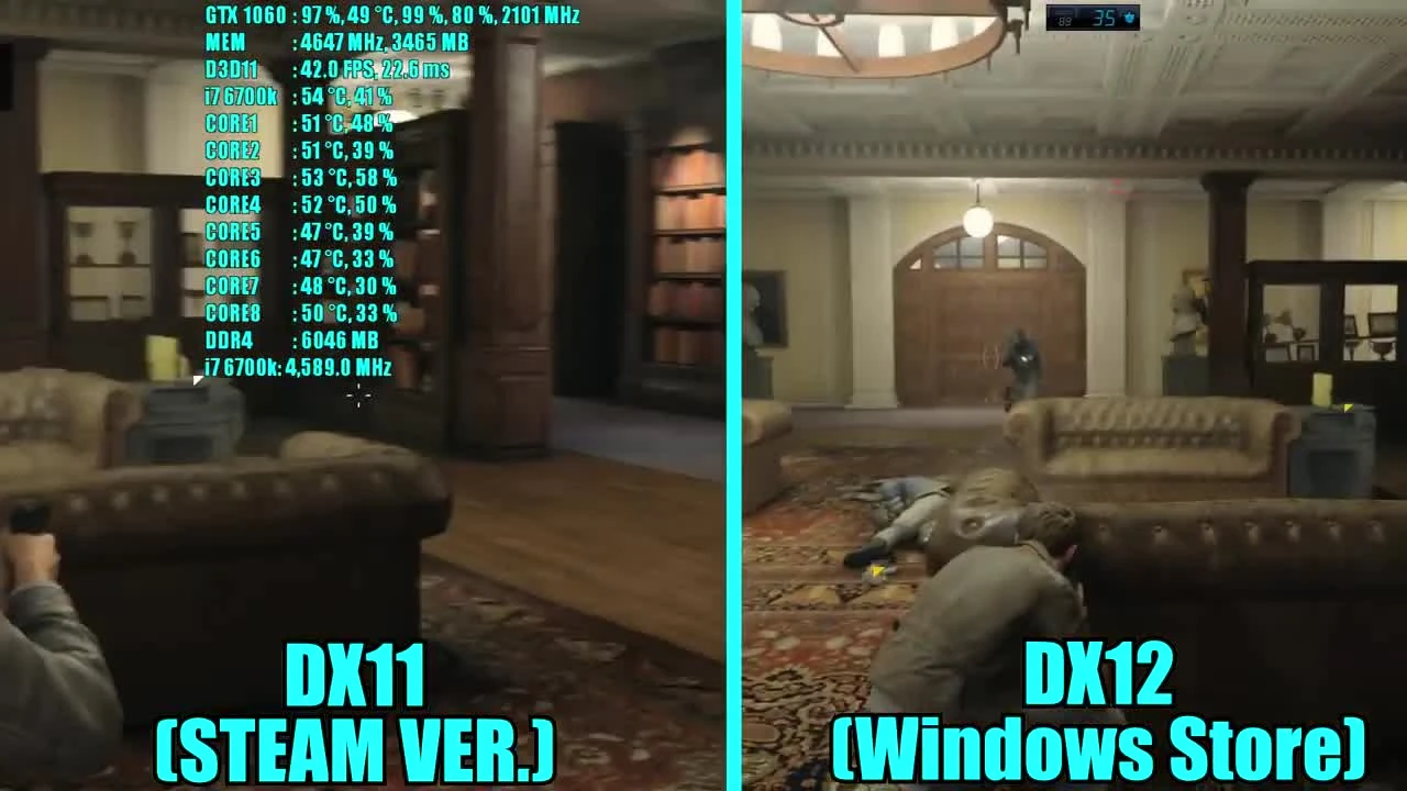 Quantum Break GTX 1060 6GB OC DX 11 против DX12 | 1080p Upscaling OFF | Фреймрейт Сравнительное испытание