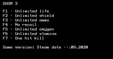 DOOM 3: Трейнер/Trainer (+7) [Steam] {LIRW / GHL}