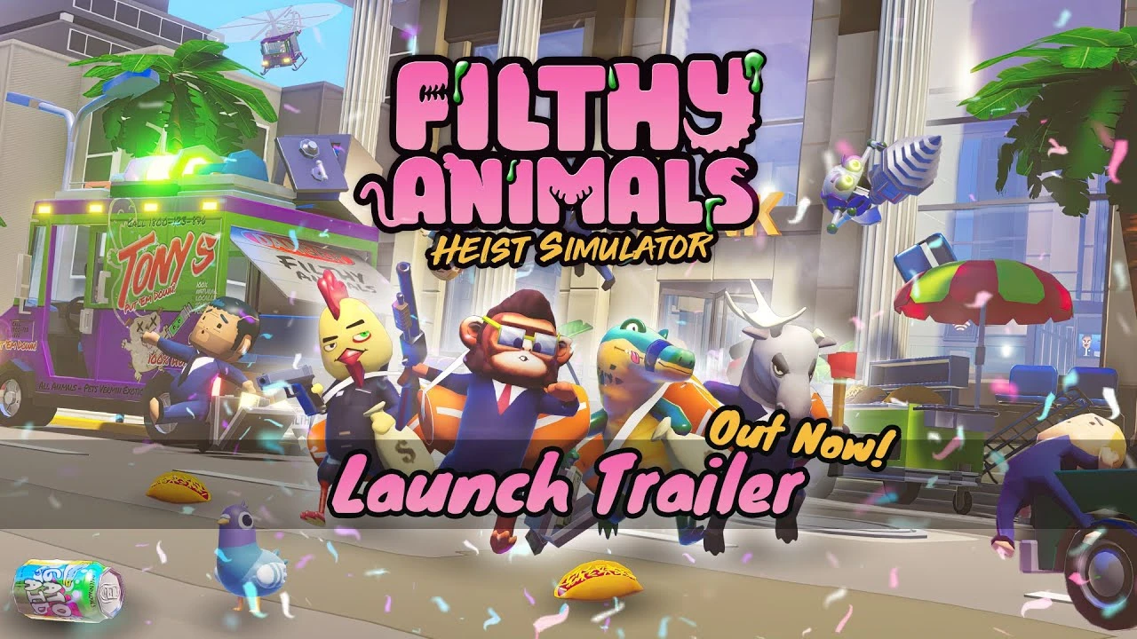 Релизный трейлер комедийной кооперативной игры Filthy Animals: Heist Simulator