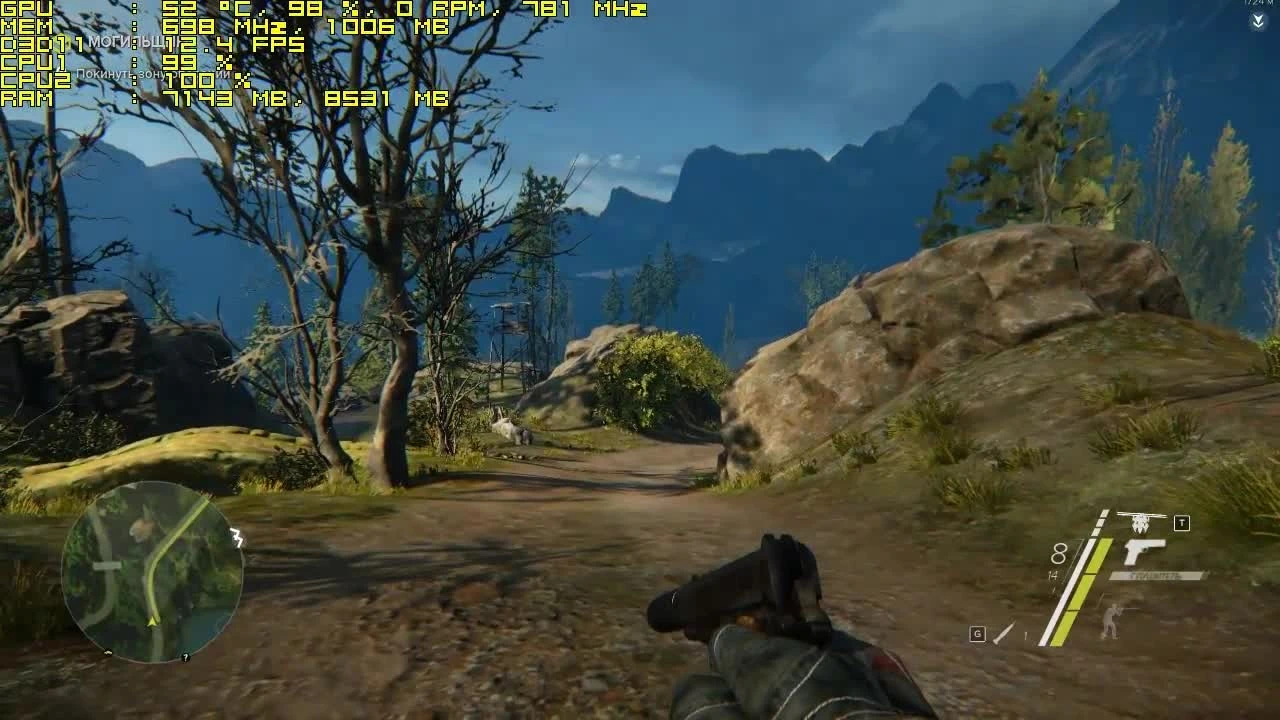 Тест Sniper Ghost Warrior 3 (Baldman) запуск на супер слабом ПК (2 ядра, 8 ОЗУ, GeForce GT 630 1 Гб)