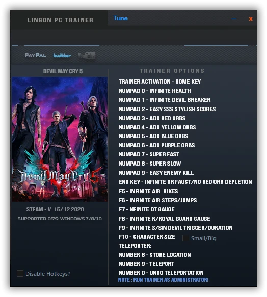 Devil May Cry 5: Трейнер/Trainer (+12/+17/+19) [1.0.1 - 1.0.5] {LinGon}