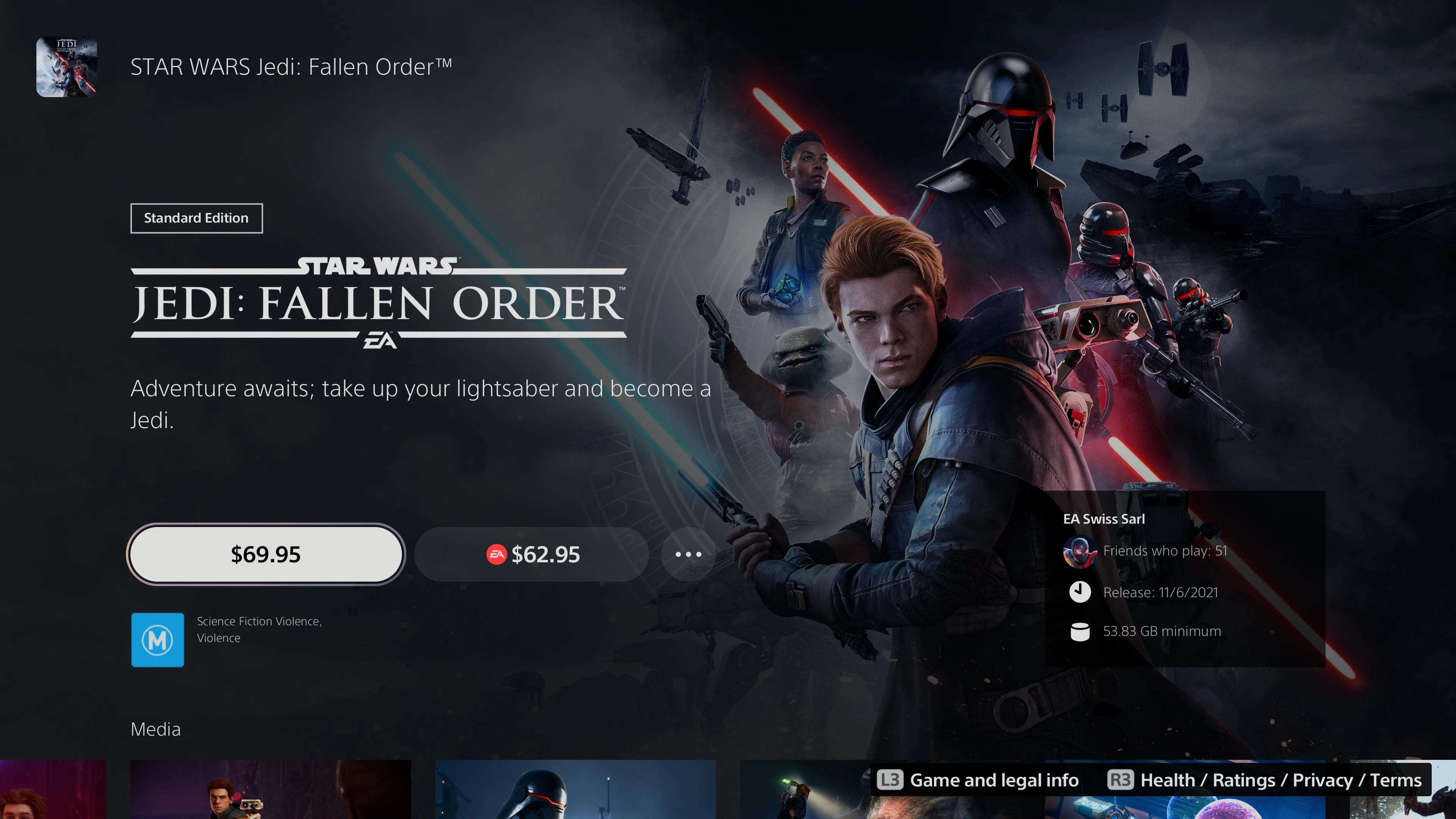 Star Wars Jedi: Fallen Order получила обновление для PS5 и Xbox Series X