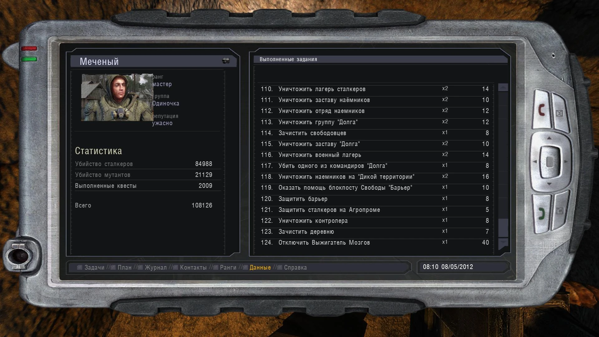S.T.A.L.K.E.R.: Shadow of Chernobyl "Сохранение - Полное прохождение, выполнены все квесты, собрано много вещей"