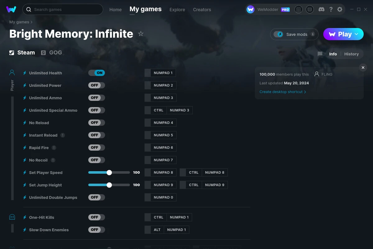 Bright Memory: Infinite "Трейнер +14" [UPD: 20.05.2024] {FLiNG / WeMod}