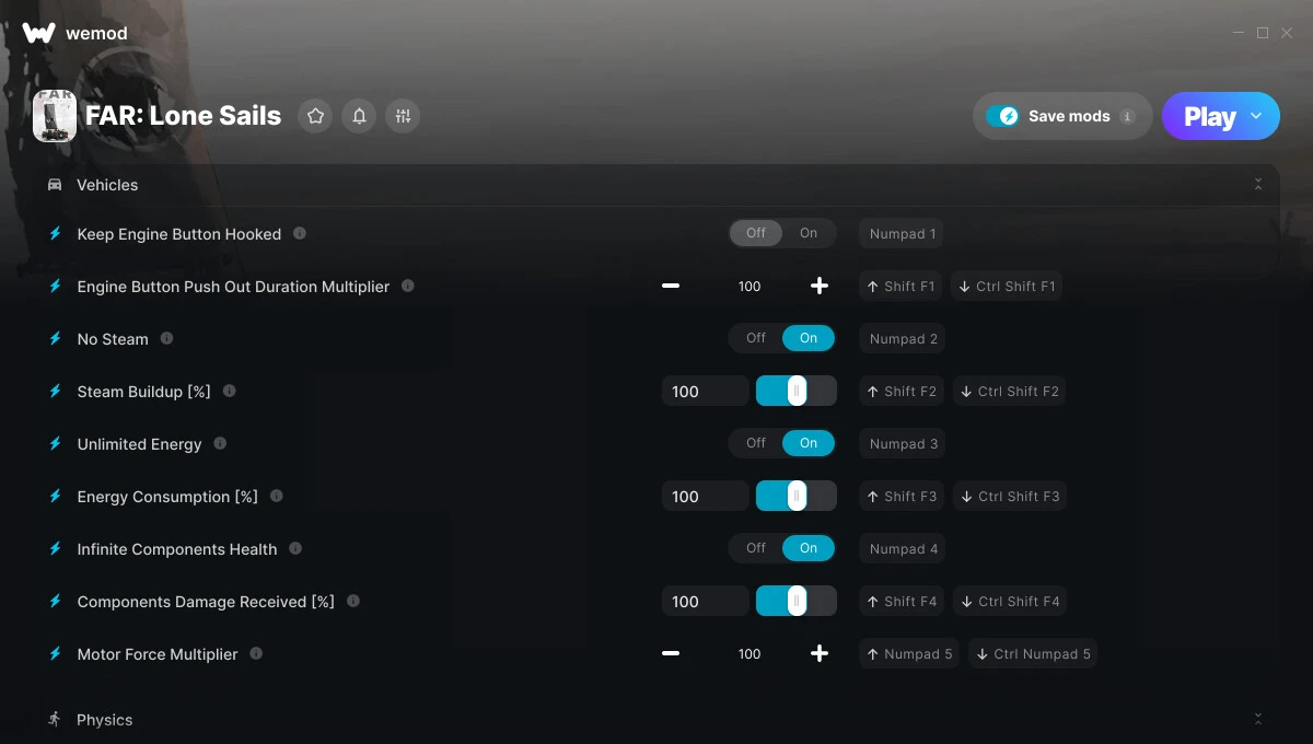 FAR: Lone Sails "Трейнер +10 от WeMod : Энергия, прочность, прыжки и пр"
