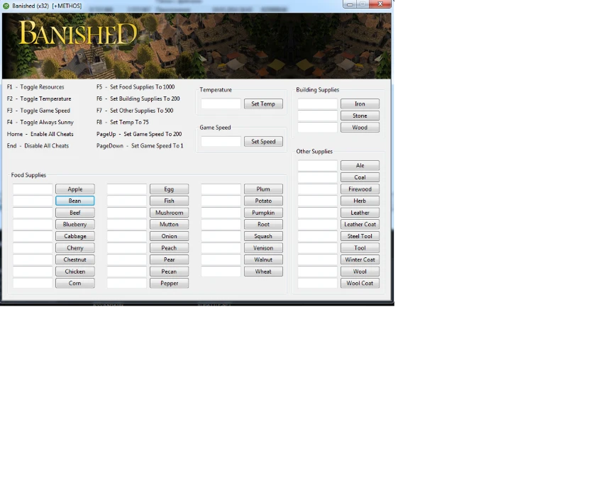 Banished: Трейнер/Trainer (+12) [v1.0.3 Build 140620 3DM/Steam X32-64 Bit] {++METHOS}