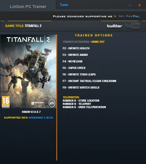 Titanfall 2: Трейнер/Trainer (+9) [2.0.0.7] {LinGon}