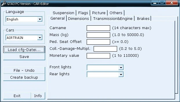GTA 3 "CarEditor v1.0"