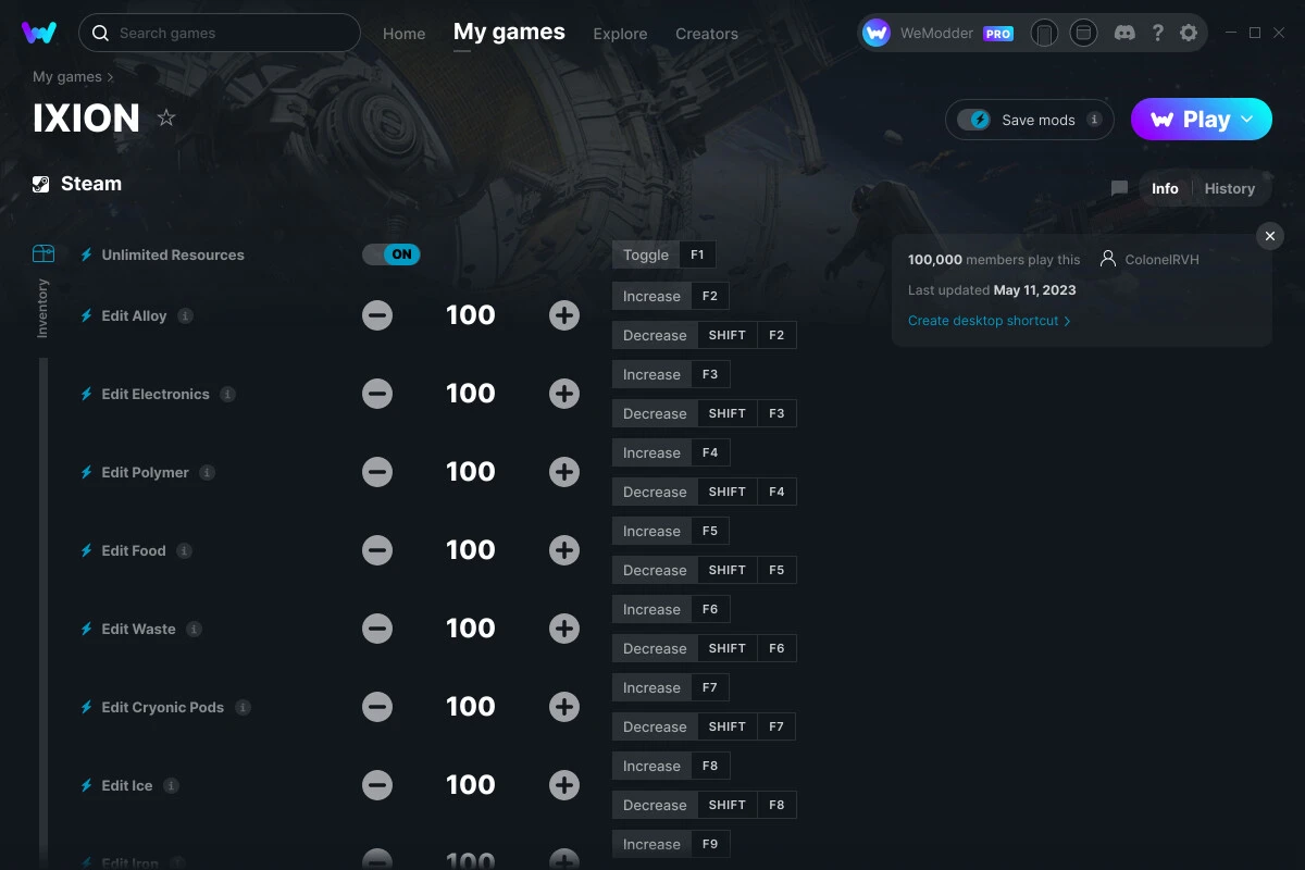 IXION "Трейнер +36" [UPD: 11.05.2023] {ColonelRVH / WeMod}