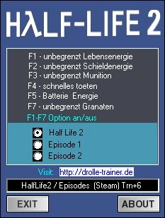 Half-Life 2: Трейнер/Trainer (+6) [1.0: Original / Episode 1 / Episode 2 - STEAM] {dr.olle}