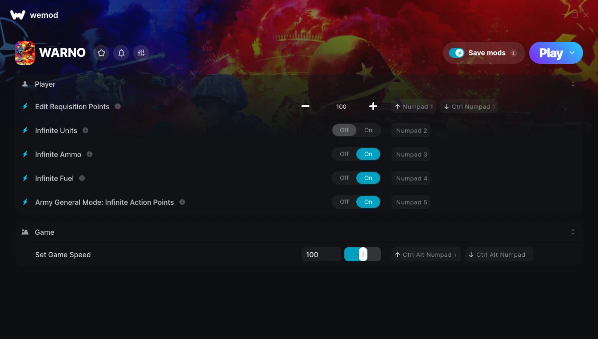 WARNO "Трейнер +6 от WeMod: Патроны, топливо, скорость и пр"