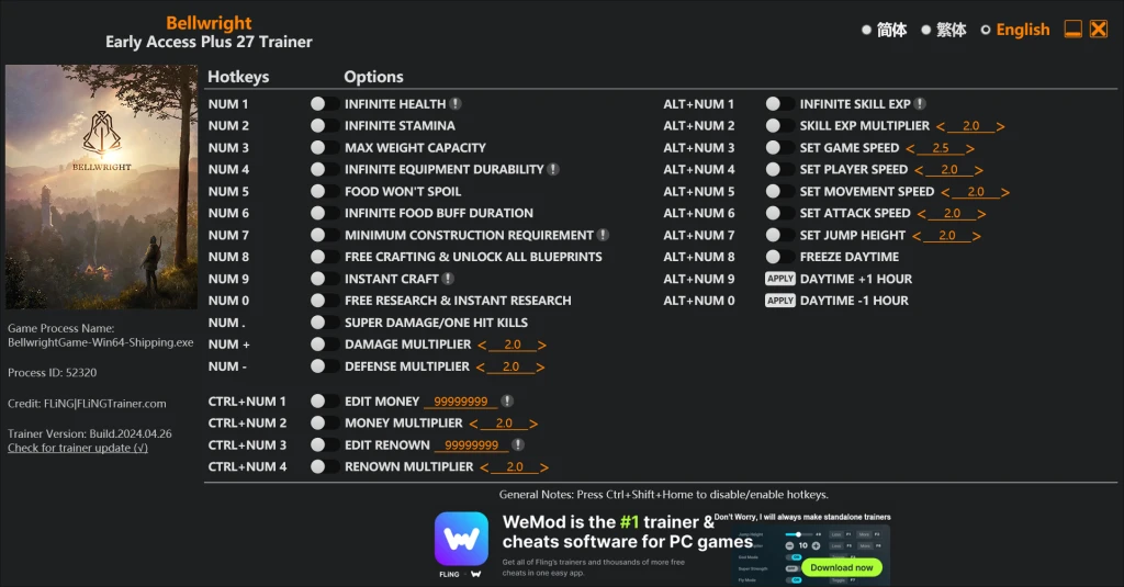 Bellwright "Трейнер +27" [UPD: 29.04.2025] {FLiNG}