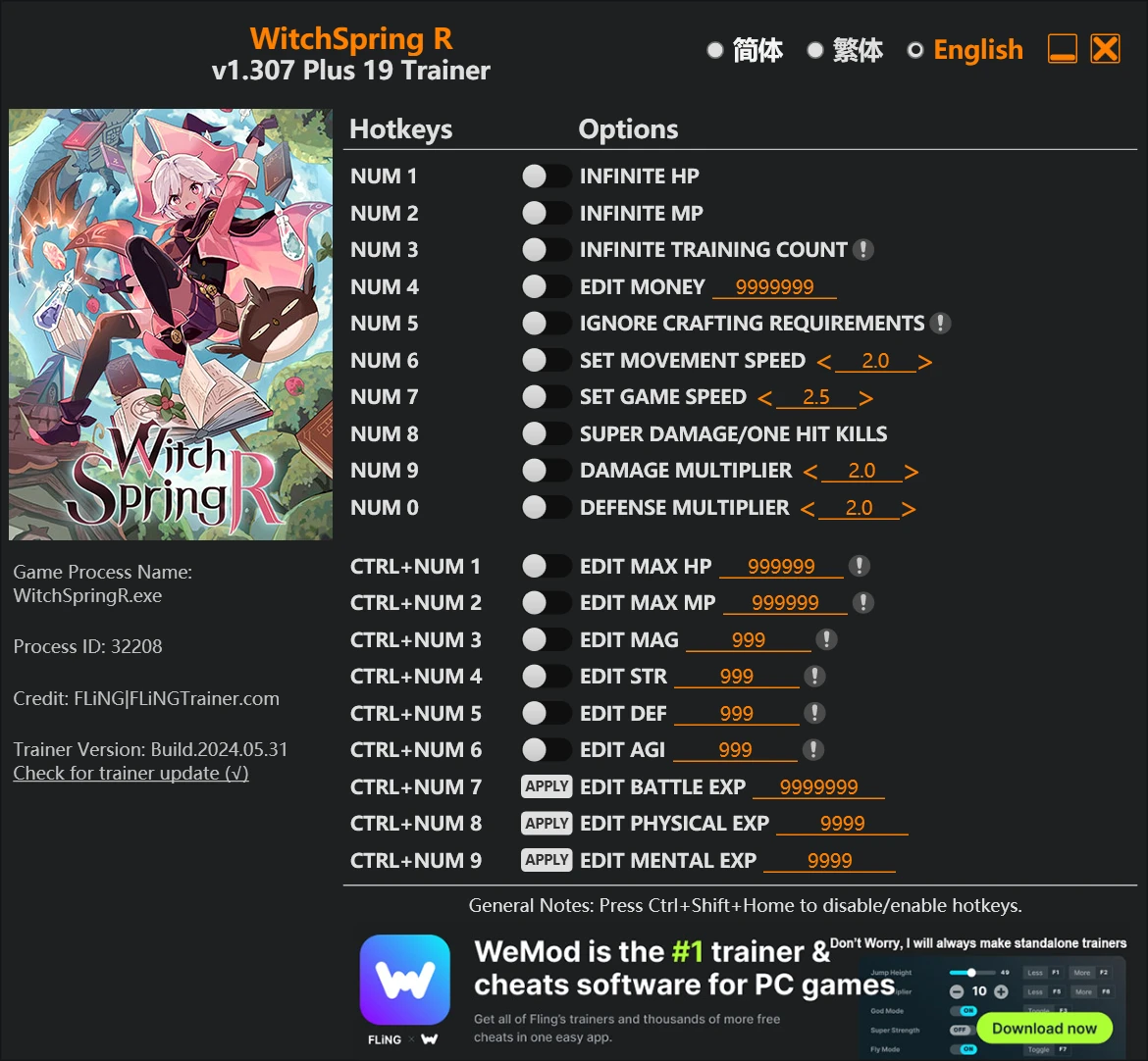 WitchSpring R "Трейнер +19" [1.307] {FLiNG}