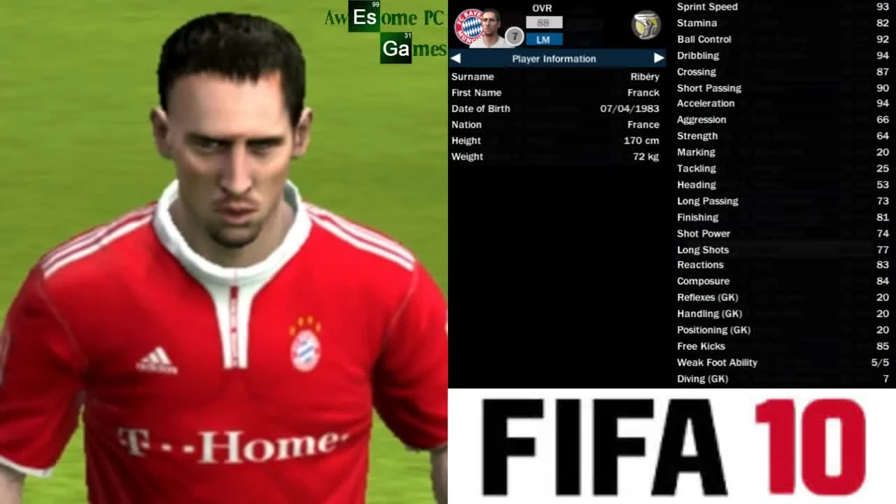 FIFA 15 "Ribery от FIFA 05 до 15 (Face Rotation and Stats)"