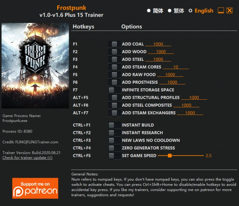 Frostpunk: Трейнер/Trainer (+9/+11/+15) [1.0 - 1.6] {FLiNG}