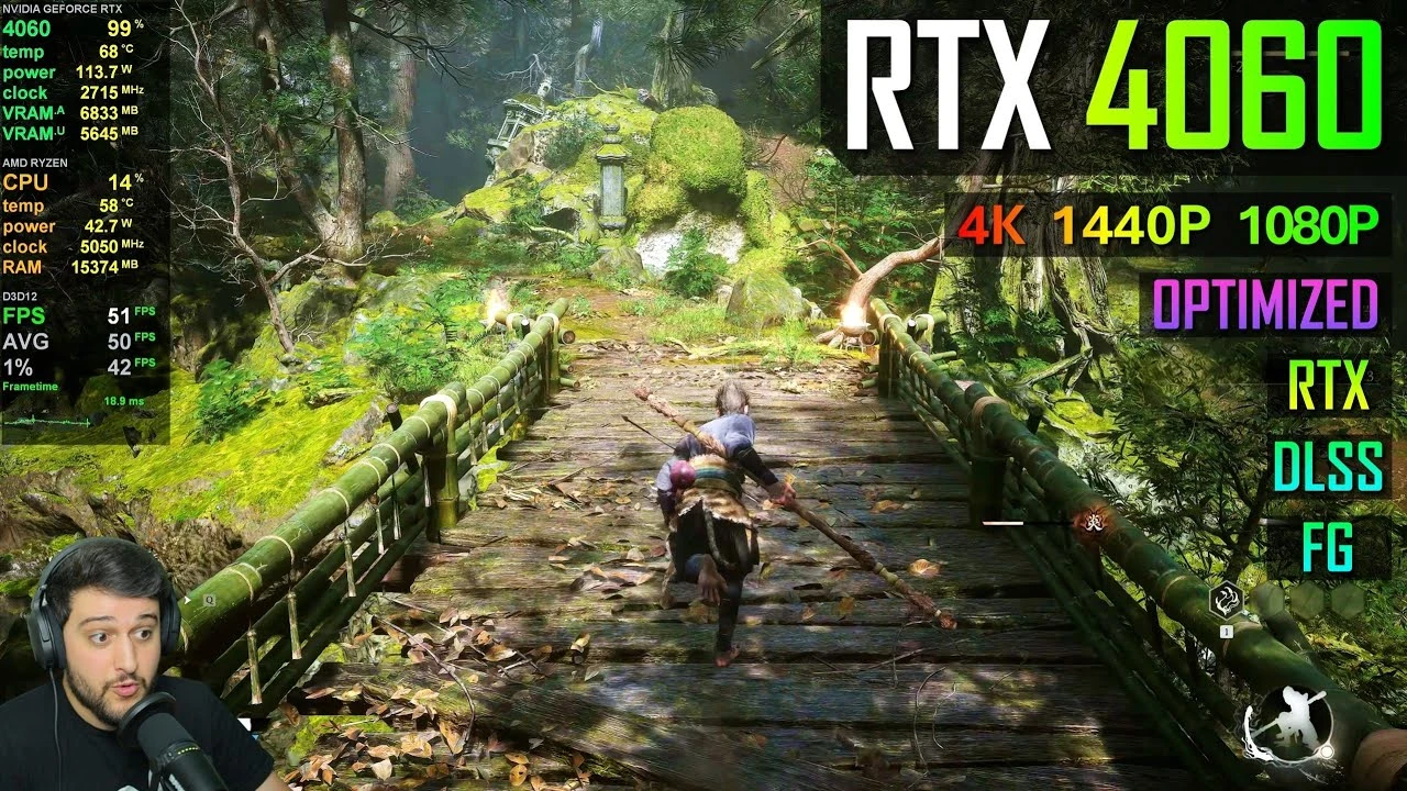 Хитовое приключение Black Myth: Wukong протестировали с недорогой видеокартой GeForce RTX 4060
