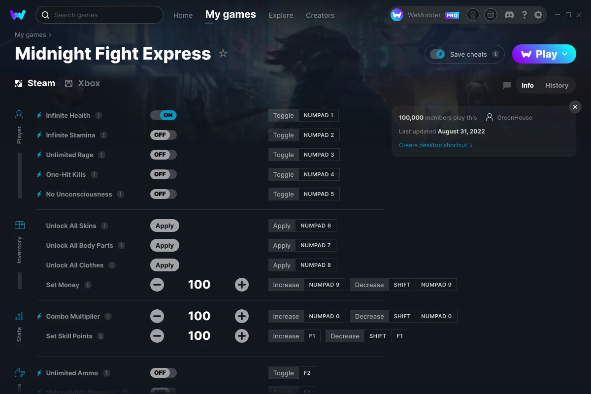 Midnight Fight Express "Трейнер +14" [UPD: 31.08.2022] {GreenHouse / WeMod}