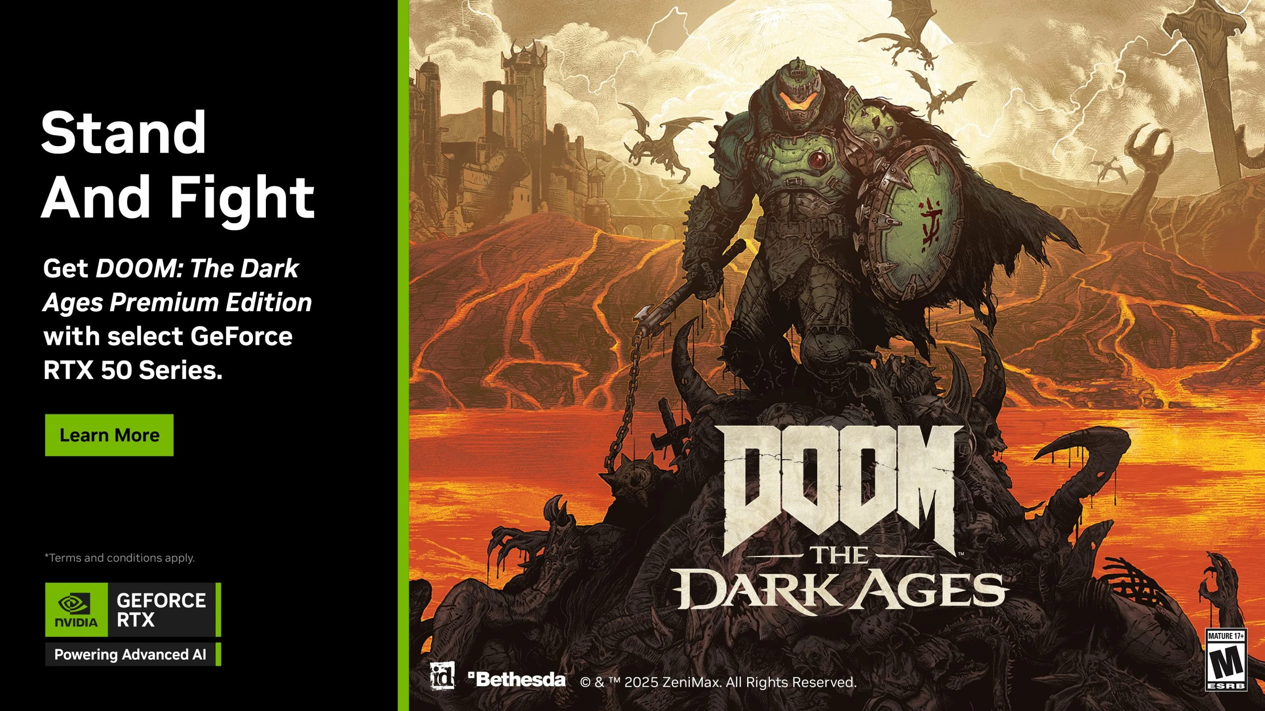 NVIDIA запустила кампанию с бесплатной копией DOOM: The Dark Ages при покупке видеокарты серии RTX 50