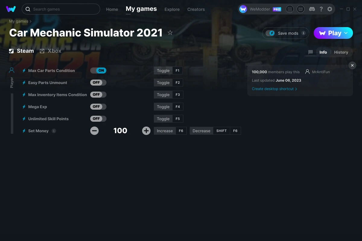 Car Mechanic Simulator 2021 "Трейнер +6" [UPD: 06.06.2023] {MrAntiFun / WeMod}