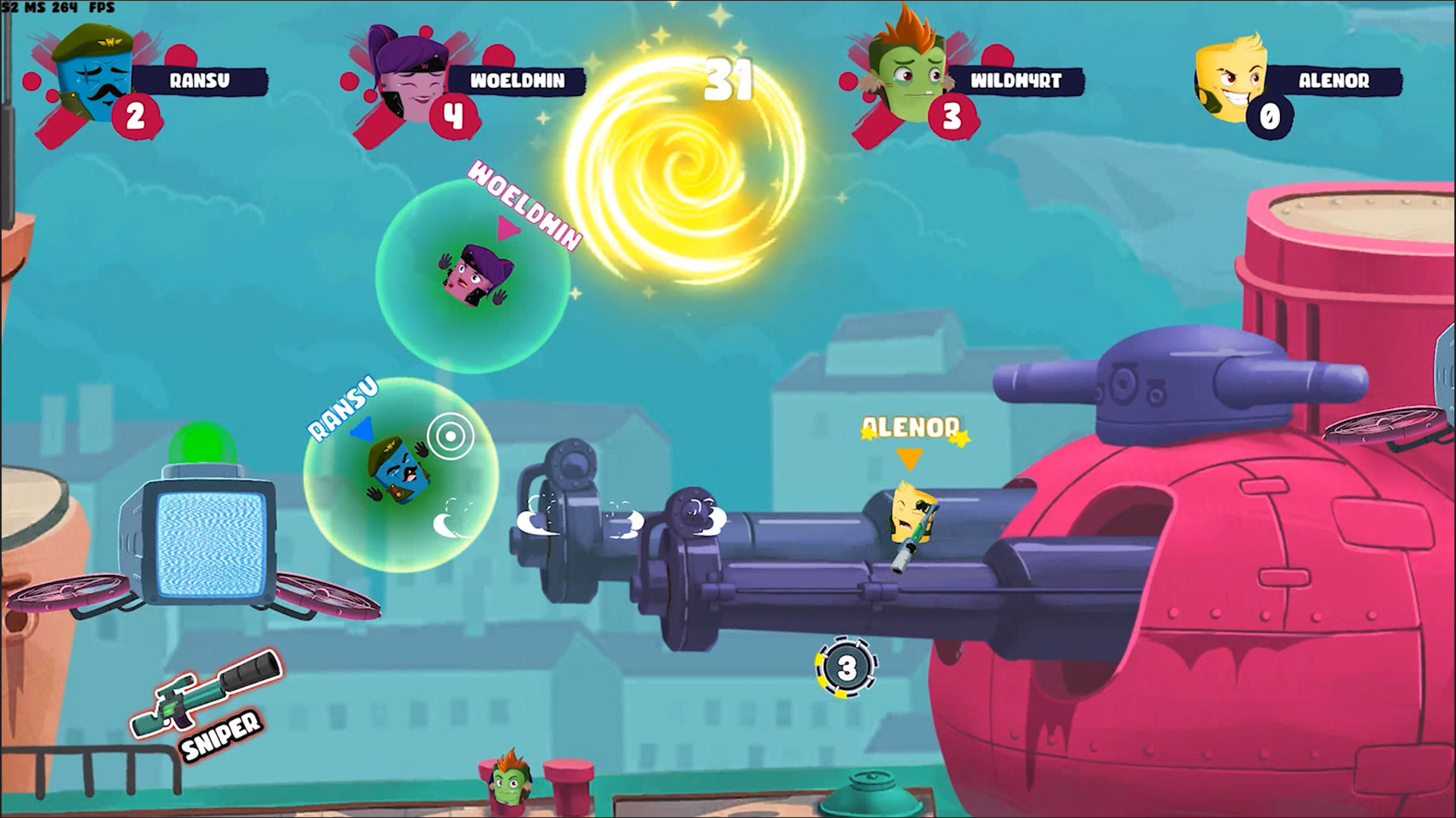 Геймплей Switch-версии мультиплеерной стрелялки Warshmallows Геймплей Switch-версии мультиплеерной стрелялки Warshmallows