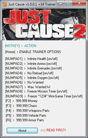 Just Cause 2: Трейнер (+14) [1.0.0.1] {SER[G]ANT}