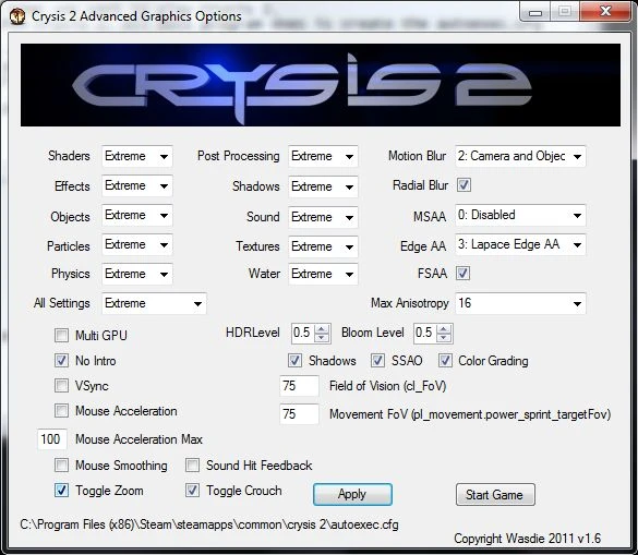 Crysis 2 "Дополнительные настройки графики v1.7"