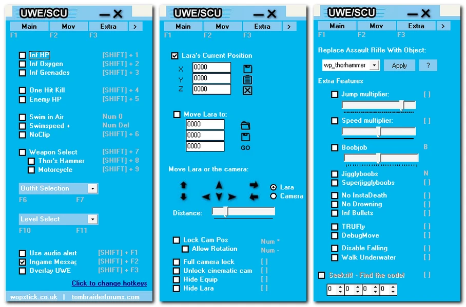 Tomb Raider: Underworld "Трейнер с возможностью редактирования размера и бултыхания титек Лары" [1.1] {wopstick}