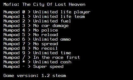 Mafia The City of Lost Heaven Трейнер/Trainer (+13) [Steam] {LIRW / GHL}