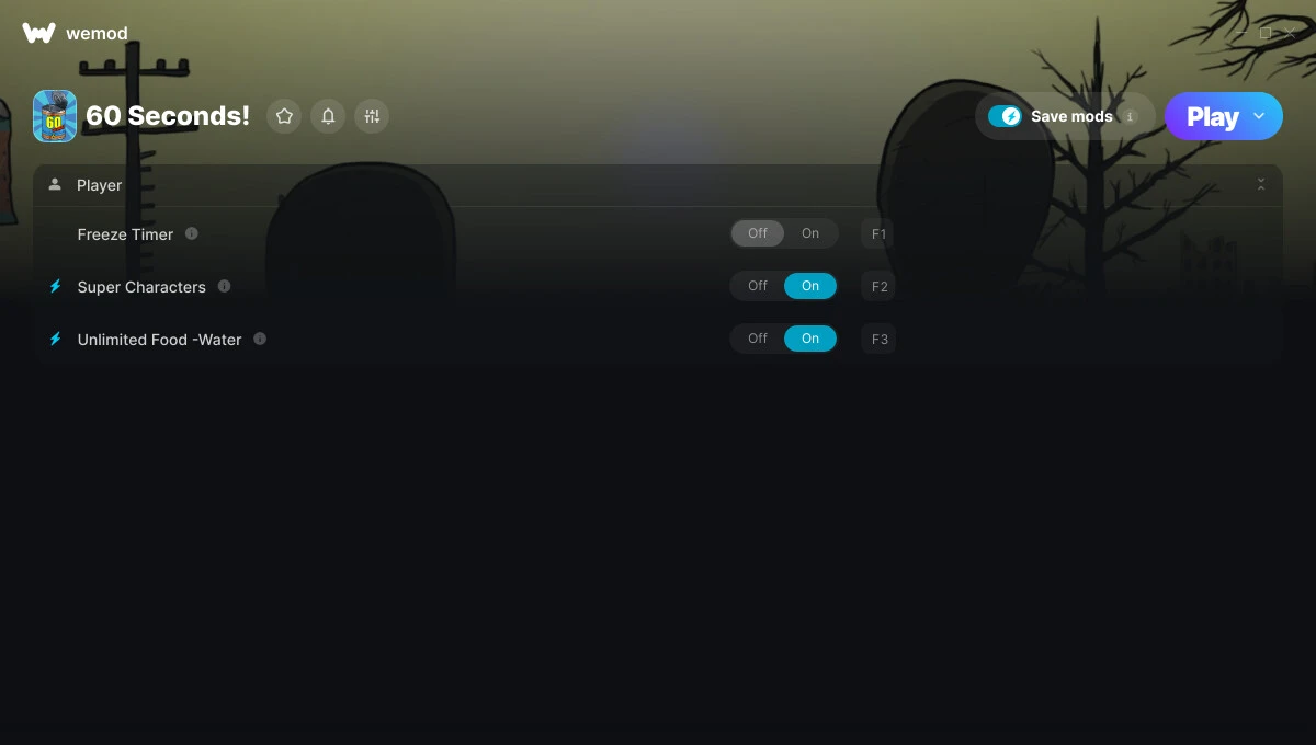 60 Seconds "Трейнер +3 от WeMod: Еда, вода, персонажи и пр"