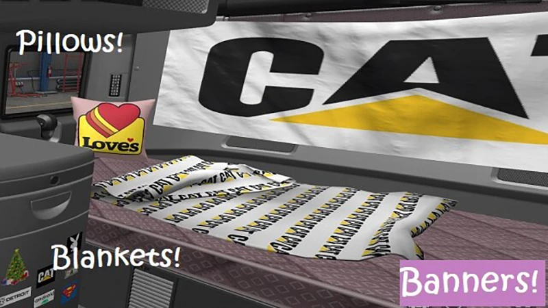 American Truck Simulator "Плакаты, подушки и одеяла в кабину грузовика" [v1.0]