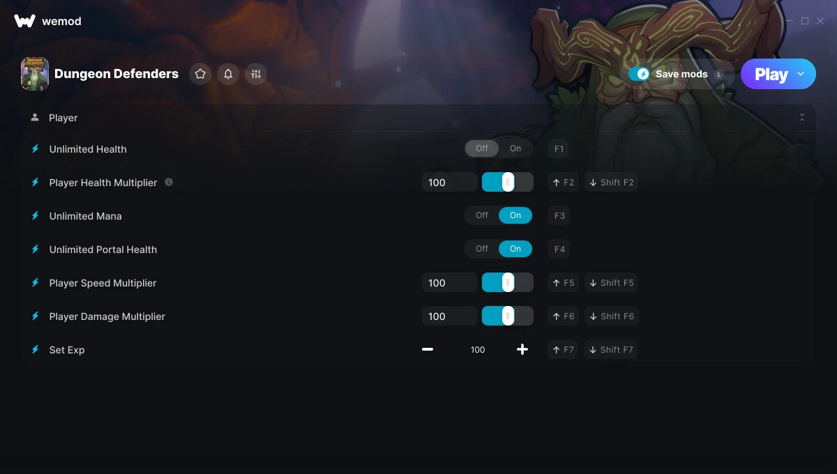 Dungeon Defenders "Трейнер +7 от WeMod: Здоровье, мана и пр"