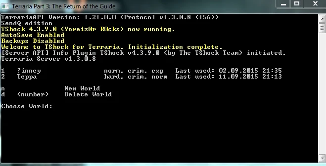 Terraria "Tshock 1.3.0.8 [Выделенный сервер]"