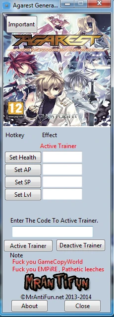 Agarest Generations Of War Zero: Трейнер/Trainer (+4) [1.0] {MrAntiFun}