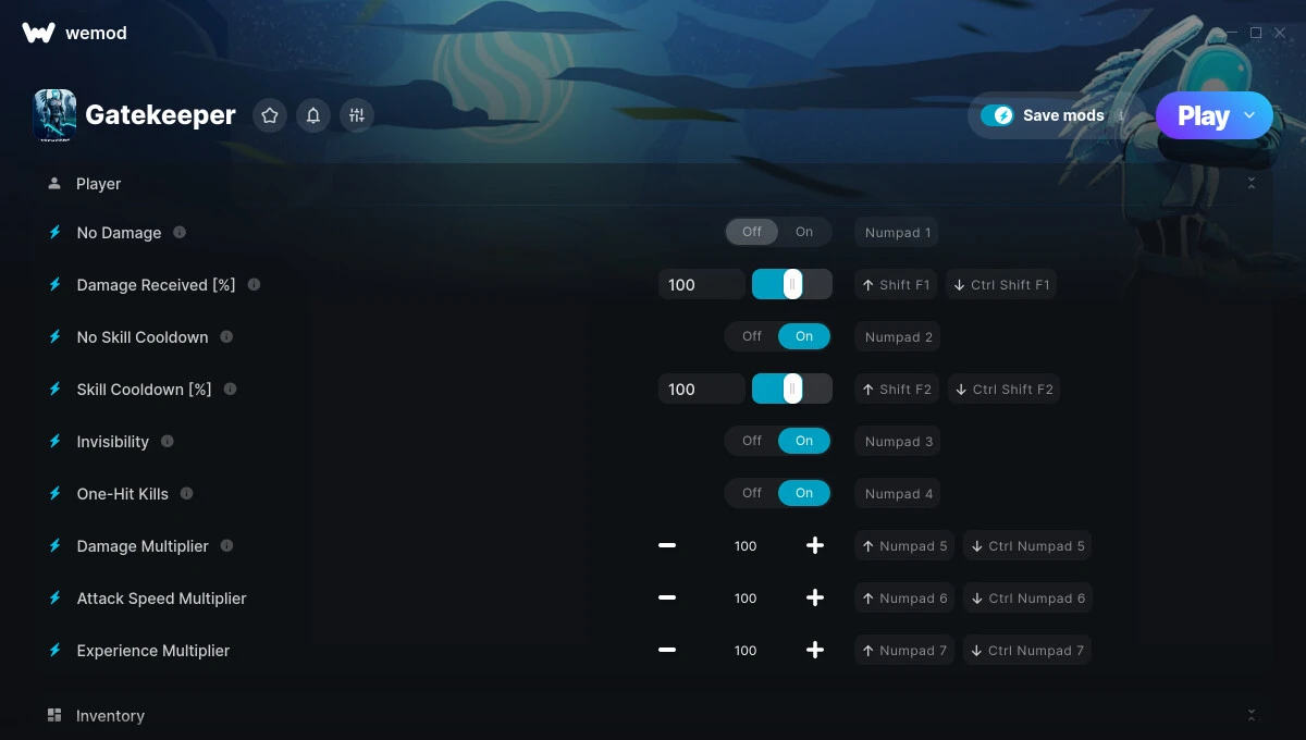 Gatekeeper "Трейнер +23 от WeMod: Урон, невидимость, ресурсы и пр"