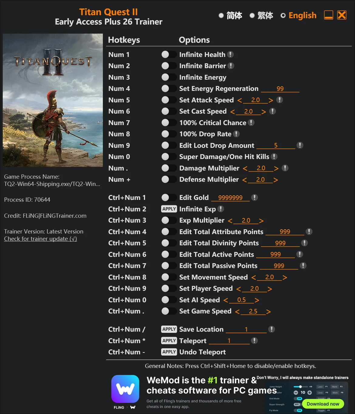Titan Quest 2 "Трейнер +26" [EA: 06.08.2025] {FLiNG}