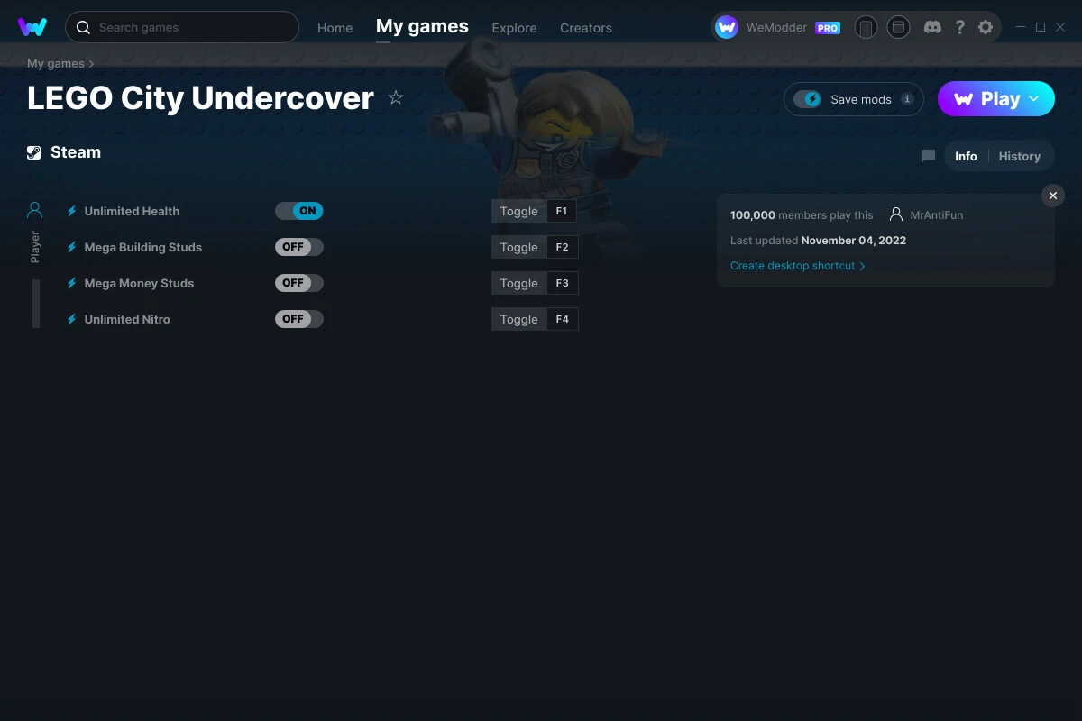 LEGO City Undercover "Трейнер +4" [UPD: 04.11.2022] {MrAntiFun / WeMod}