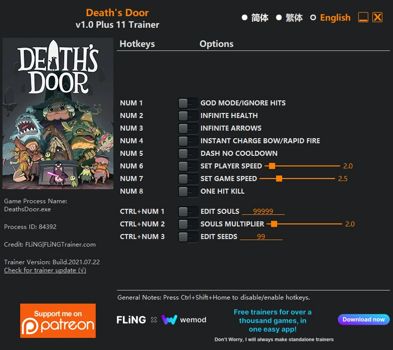 Death's Door: Трейнер/Trainer (+11) [1.0] {FLiNG}