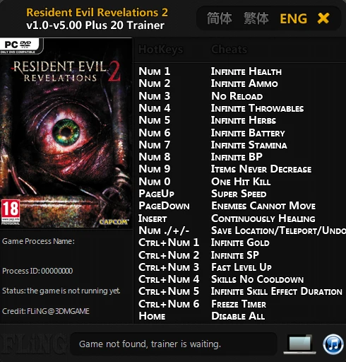 Resident Evil: Revelations 2 ~ Episode 1-4: Трейнер/Trainer (+20) [1.0 - 5.0] {FLiNG}
