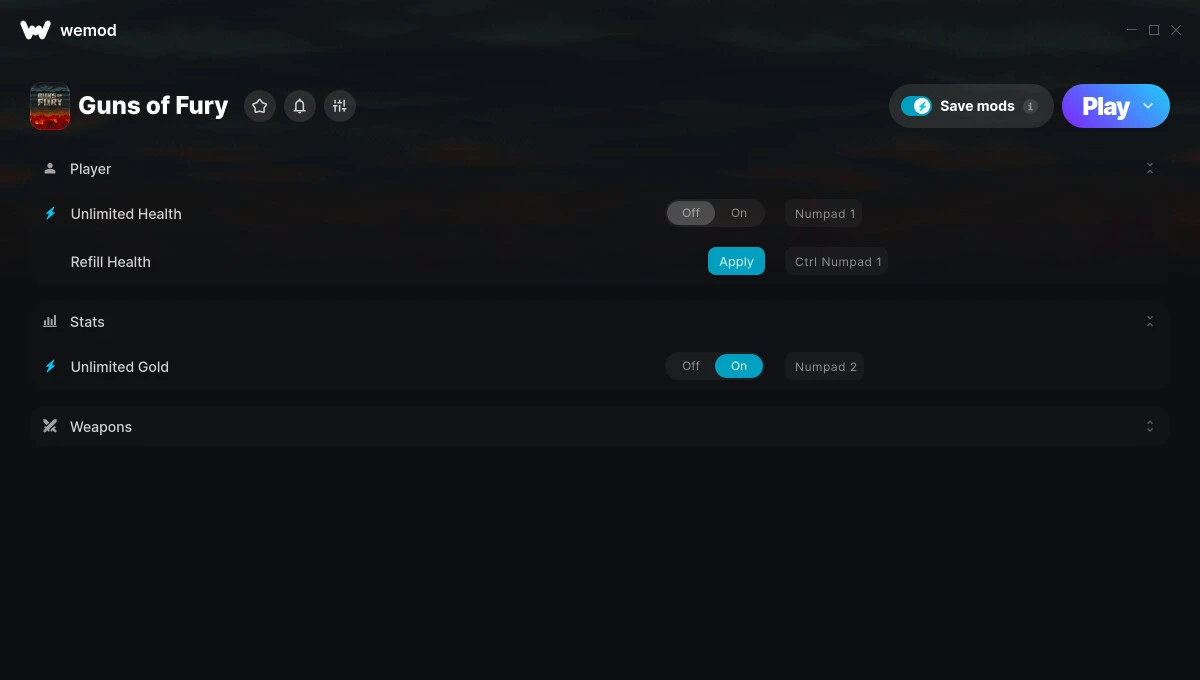 Guns of Fury "Трейнер +8" [UPD: 12.05.2025] {STiNGERR / WeMod}