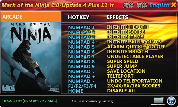 Mark of the Ninja: Трейнер/Trainer (+11) [1.0: Update 1-4] {FLiNG}